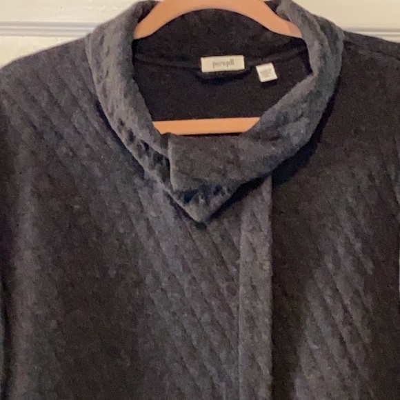 J Jill Pure Jill Womens Cardigan Fleece Quilted Jacket Dark Gray Size XL - Picture 3 of 11